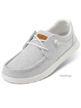 Lace Up Loafer Canvas Casual Breathable Boat Shoe Arch Support Comfort